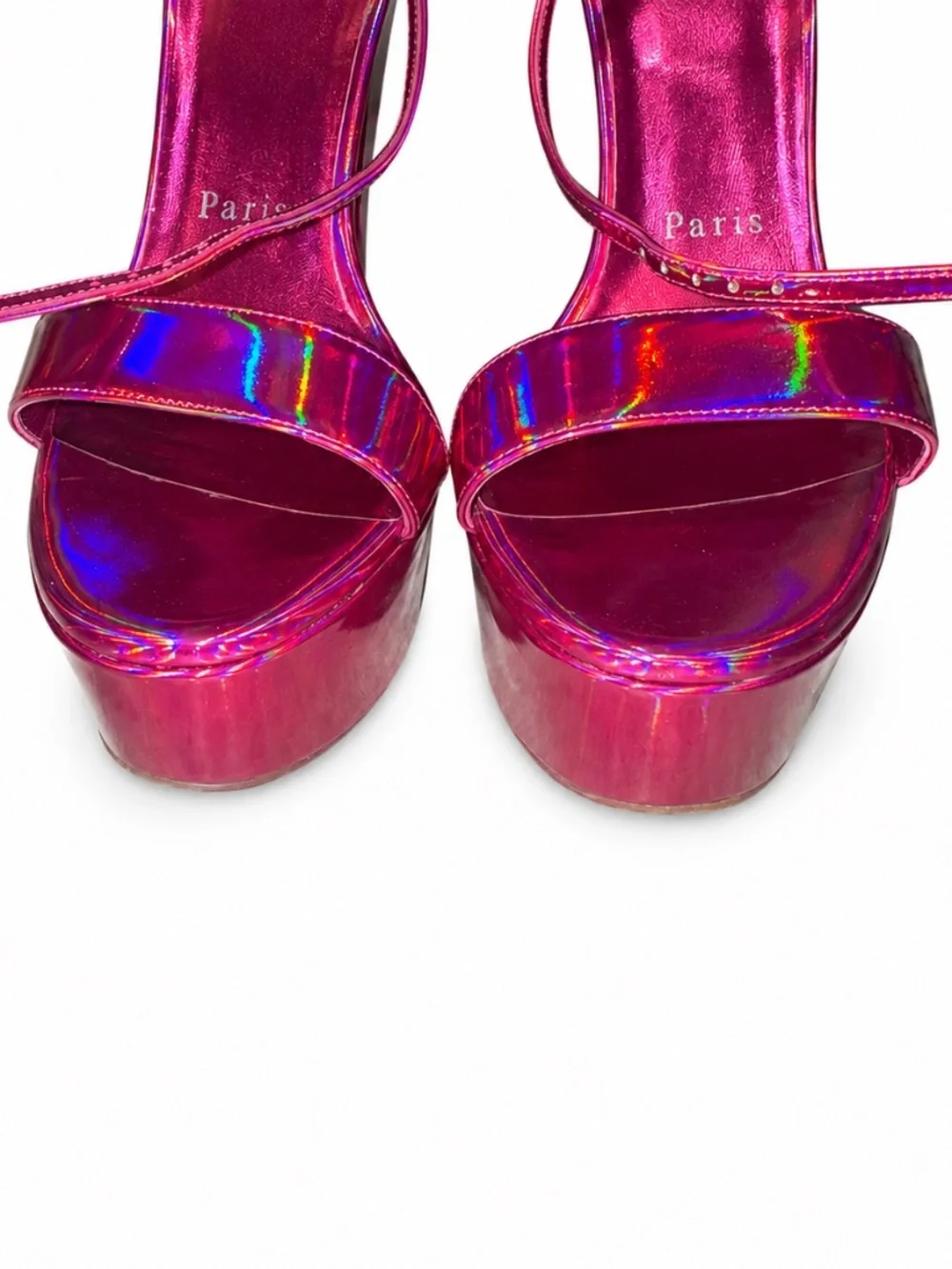 Christian Louboutin Hot Pink Iridescent Platform Sandals